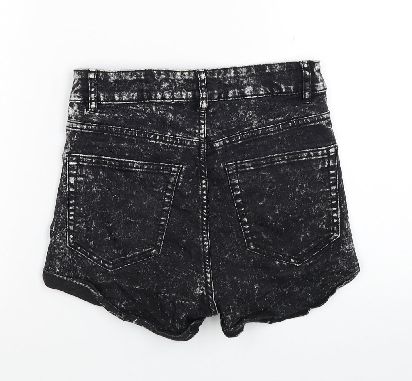 H&M Womens Black Cotton Hot Pants Shorts Size 8 L3 in Regular Zip