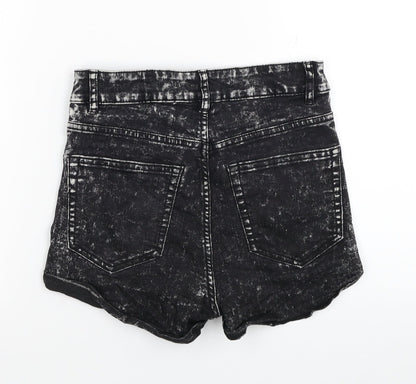 H&M Womens Black Cotton Hot Pants Shorts Size 8 L3 in Regular Zip