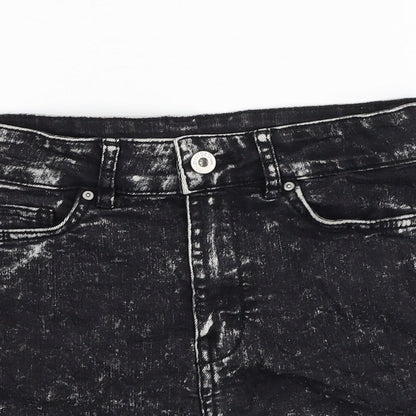 H&M Womens Black Cotton Hot Pants Shorts Size 8 L3 in Regular Zip