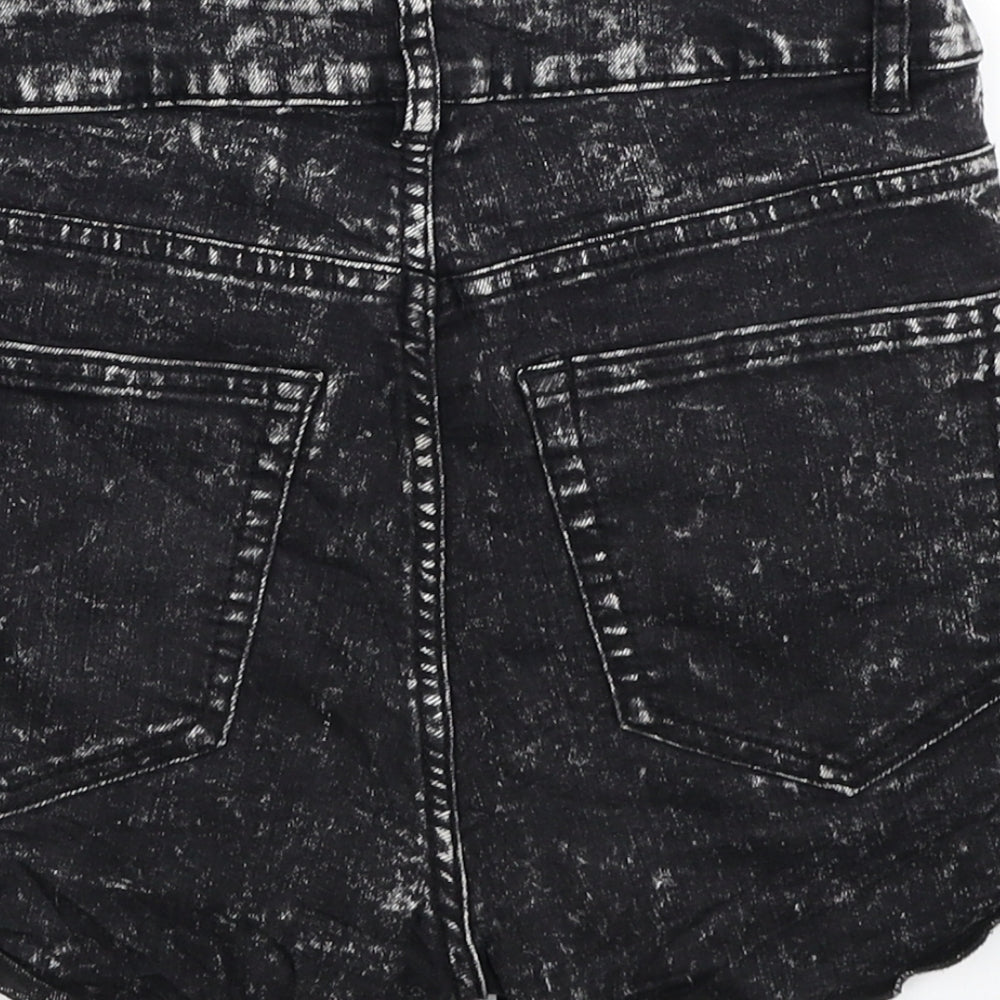 H&M Womens Black Cotton Hot Pants Shorts Size 8 L3 in Regular Zip