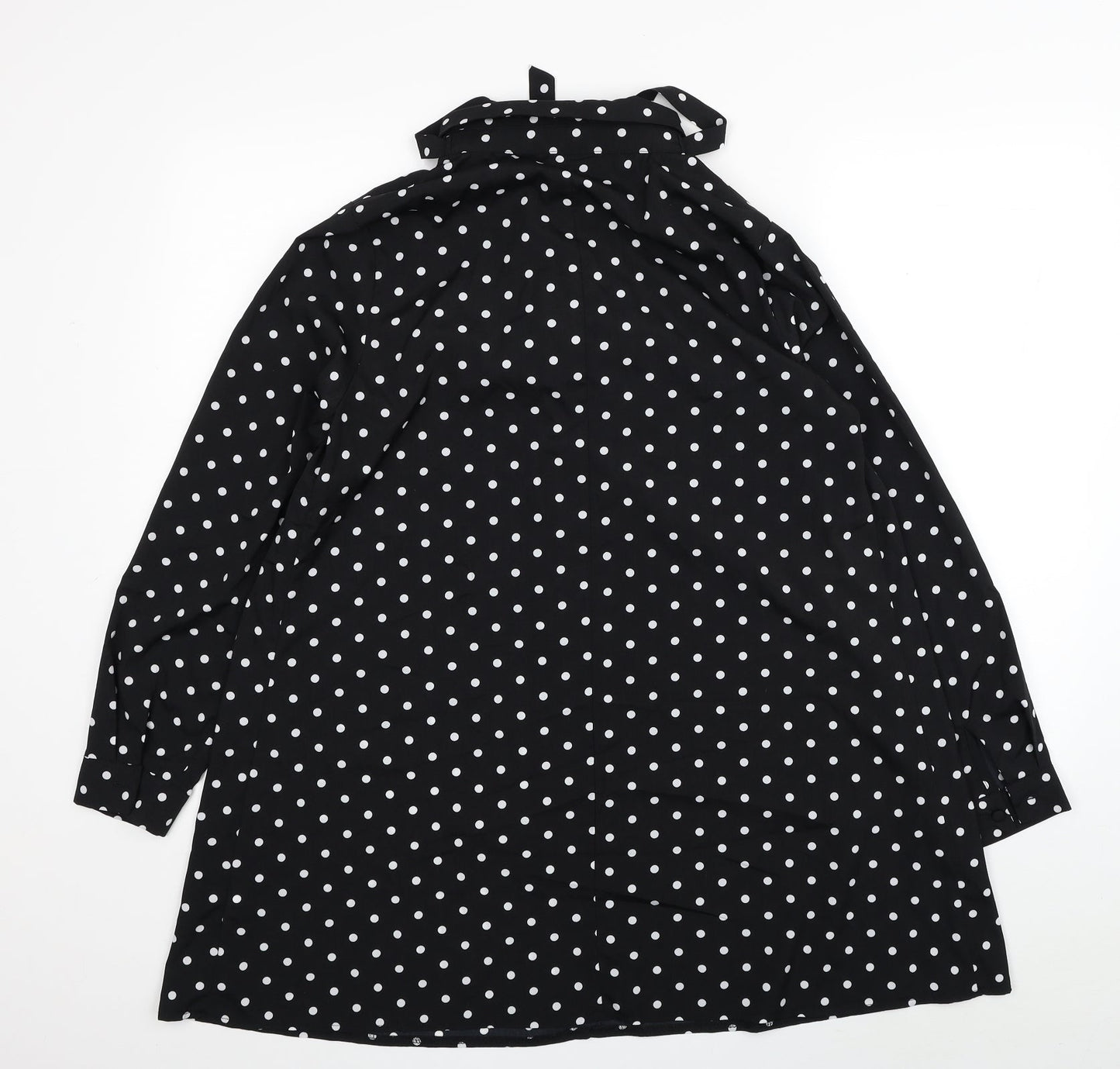 Glamorous Womens Black Polka Dot Polyester Shirt Dress Size M Collared Button