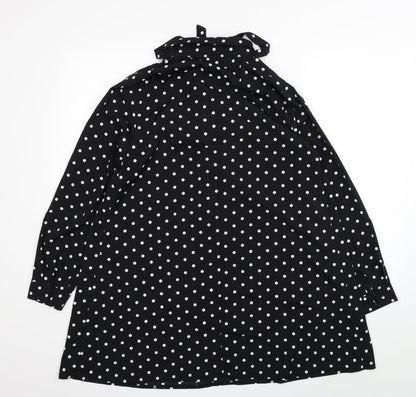 Glamorous Womens Black Polka Dot Polyester Shirt Dress Size M Collared Button