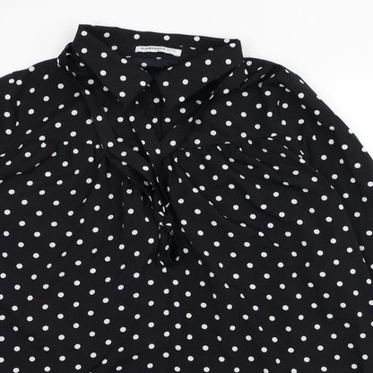 Glamorous Womens Black Polka Dot Polyester Shirt Dress Size M Collared Button