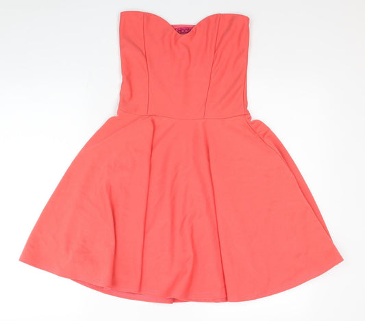 Boohoo Womens Pink Polyester Fit & Flare Size 12 Sweetheart Pullover