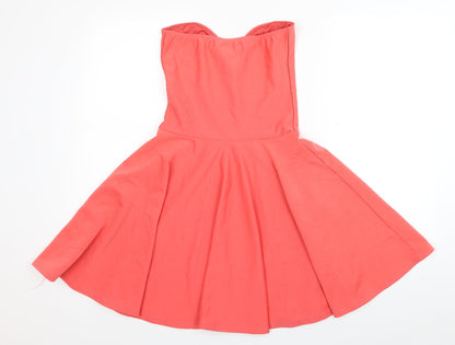 Boohoo Womens Pink Polyester Fit & Flare Size 12 Sweetheart Pullover