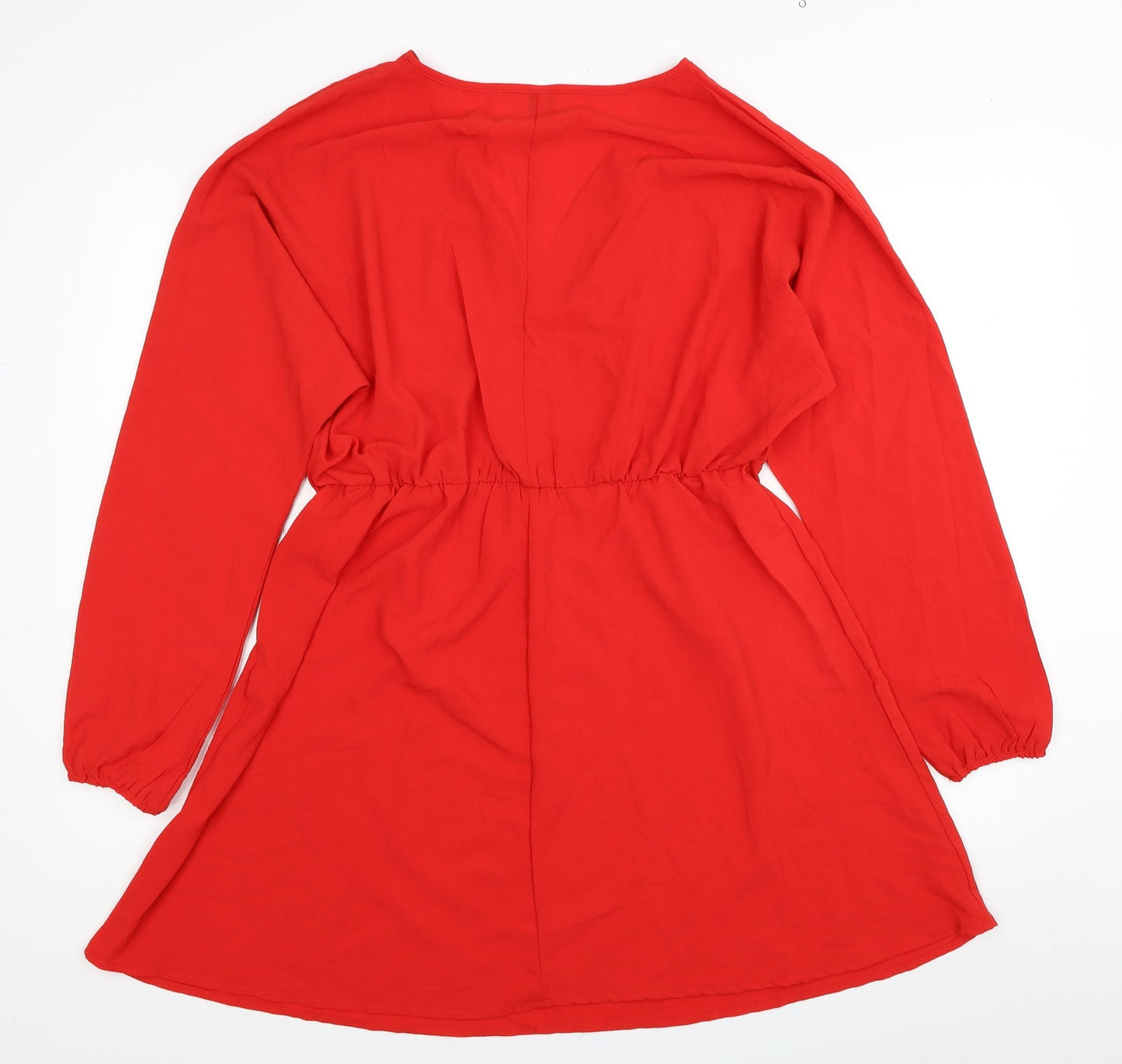 SheIn Womens Red Polyester Fit & Flare Size L V-Neck Pullover