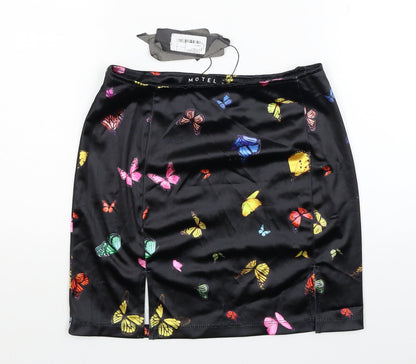 Motel Womens Black Geometric Polyester Mini Skirt Size S - Butterflies