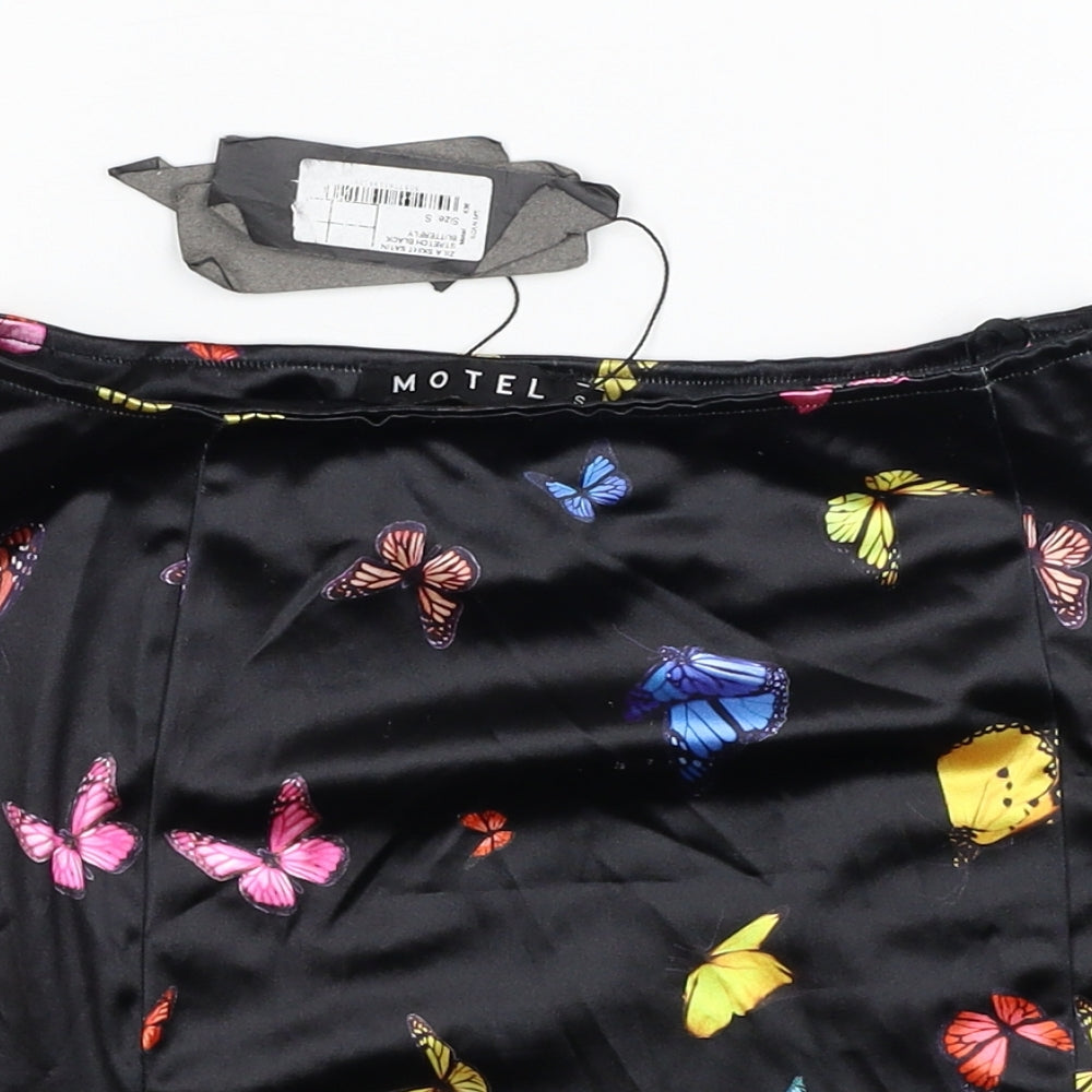 Motel Womens Black Geometric Polyester Mini Skirt Size S - Butterflies