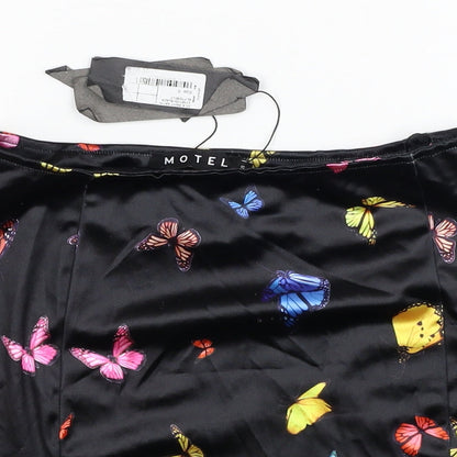 Motel Womens Black Geometric Polyester Mini Skirt Size S - Butterflies