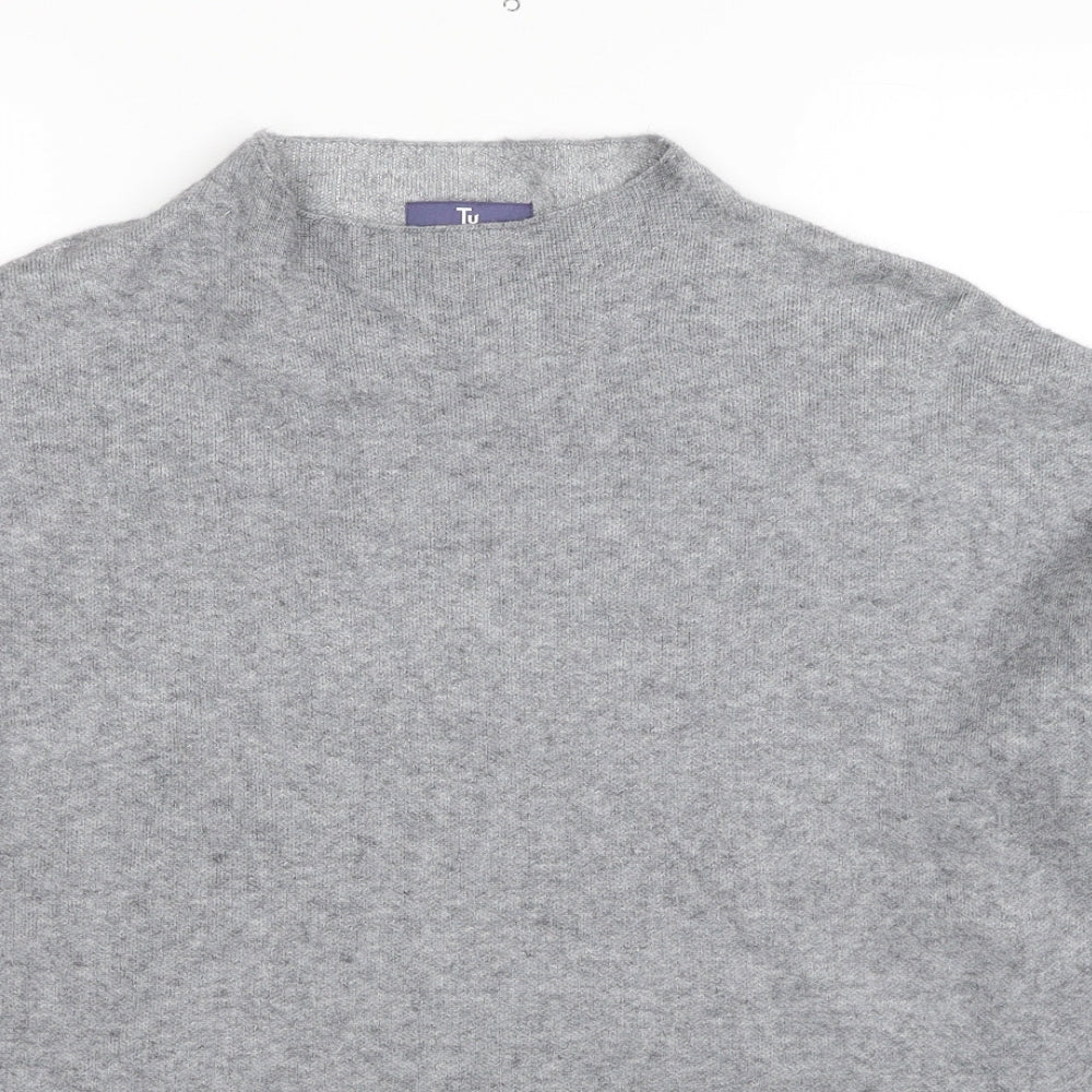 TU Womens Grey Mock Neck Viscose Pullover Jumper Size 14