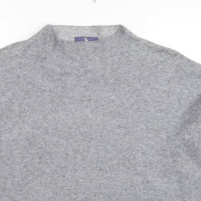 TU Womens Grey Mock Neck Viscose Pullover Jumper Size 14