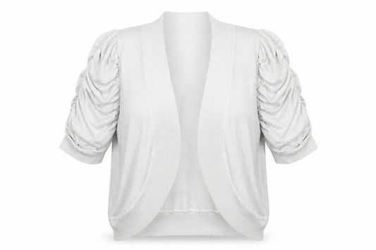 Agenda Womens Silver V-Neck Viscose Cardigan Jumper Size 18 - Ruched Sleeves