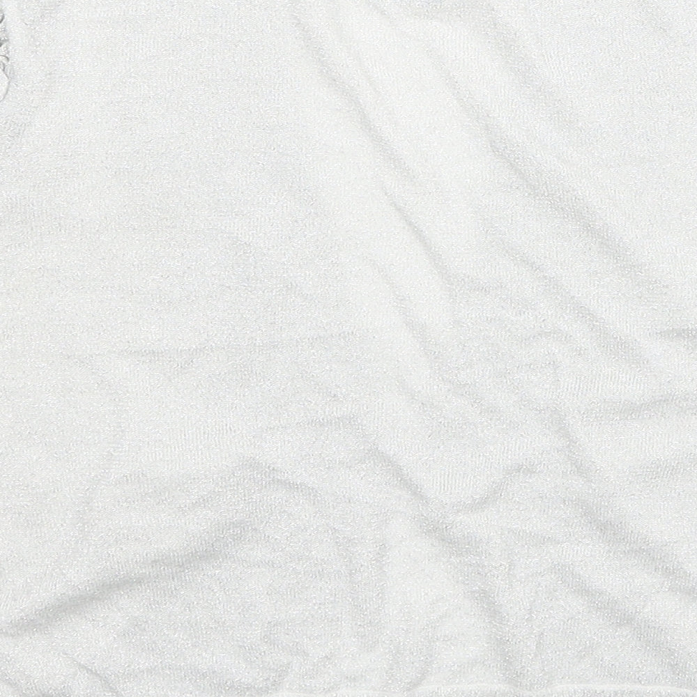 Agenda Womens Silver V-Neck Viscose Cardigan Jumper Size 18 - Ruched Sleeves