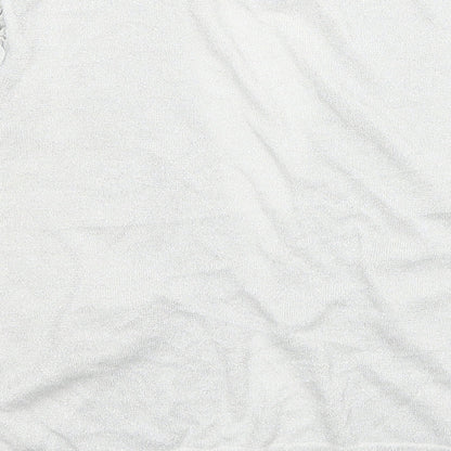 Agenda Womens Silver V-Neck Viscose Cardigan Jumper Size 18 - Ruched Sleeves