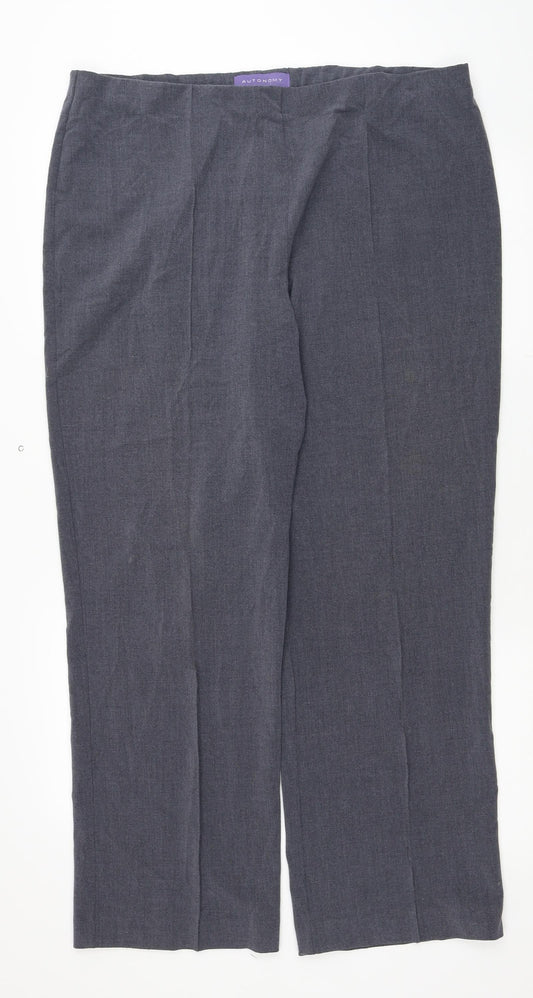 Autonomy Womens Grey Polyester Trousers Size 18 L28 in Regular