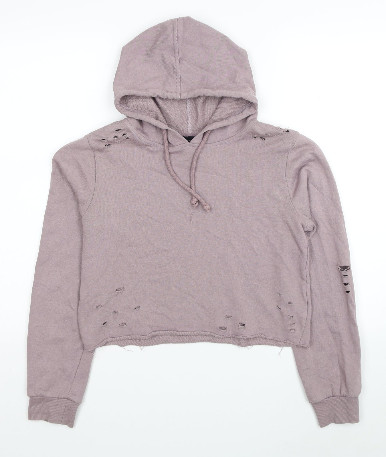 Atmosphere Womens Pink Cotton Pullover Hoodie Size 8 Pullover - Ripped Detail