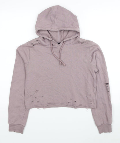 Atmosphere Womens Pink Cotton Pullover Hoodie Size 8 Pullover - Ripped Detail