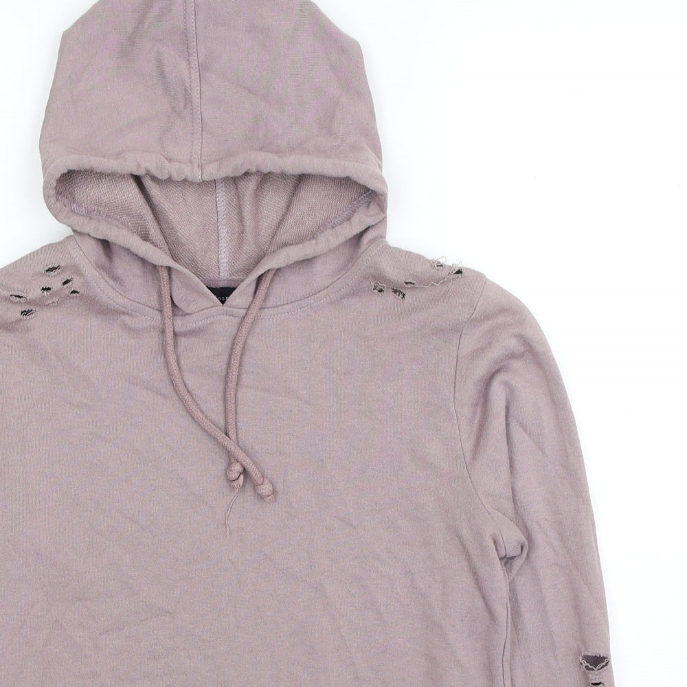 Atmosphere Womens Pink Cotton Pullover Hoodie Size 8 Pullover - Ripped Detail