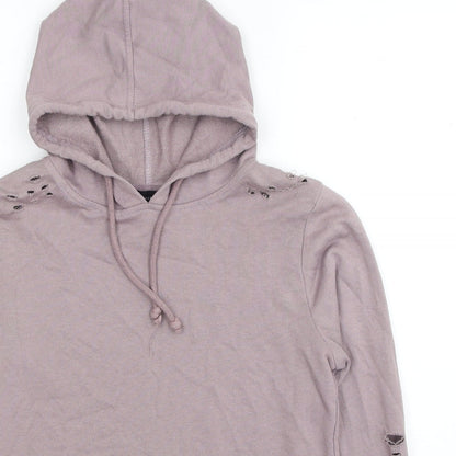 Atmosphere Womens Pink Cotton Pullover Hoodie Size 8 Pullover - Ripped Detail