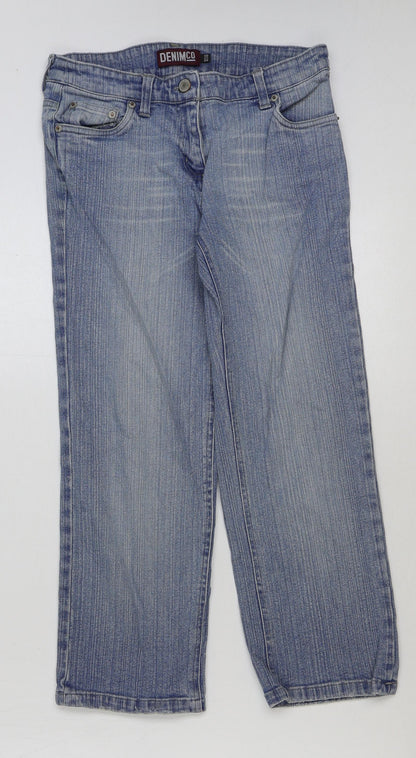 Denim & Co. Womens Blue Cotton Cropped Jeans Size 10 L23 in Regular Button