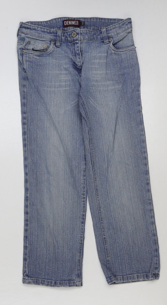 Denim & Co. Womens Blue Cotton Cropped Jeans Size 10 L23 in Regular Button