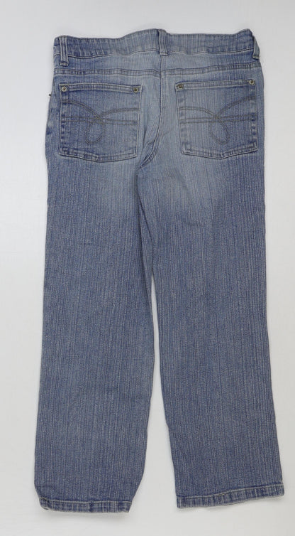 Denim & Co. Womens Blue Cotton Cropped Jeans Size 10 L23 in Regular Button