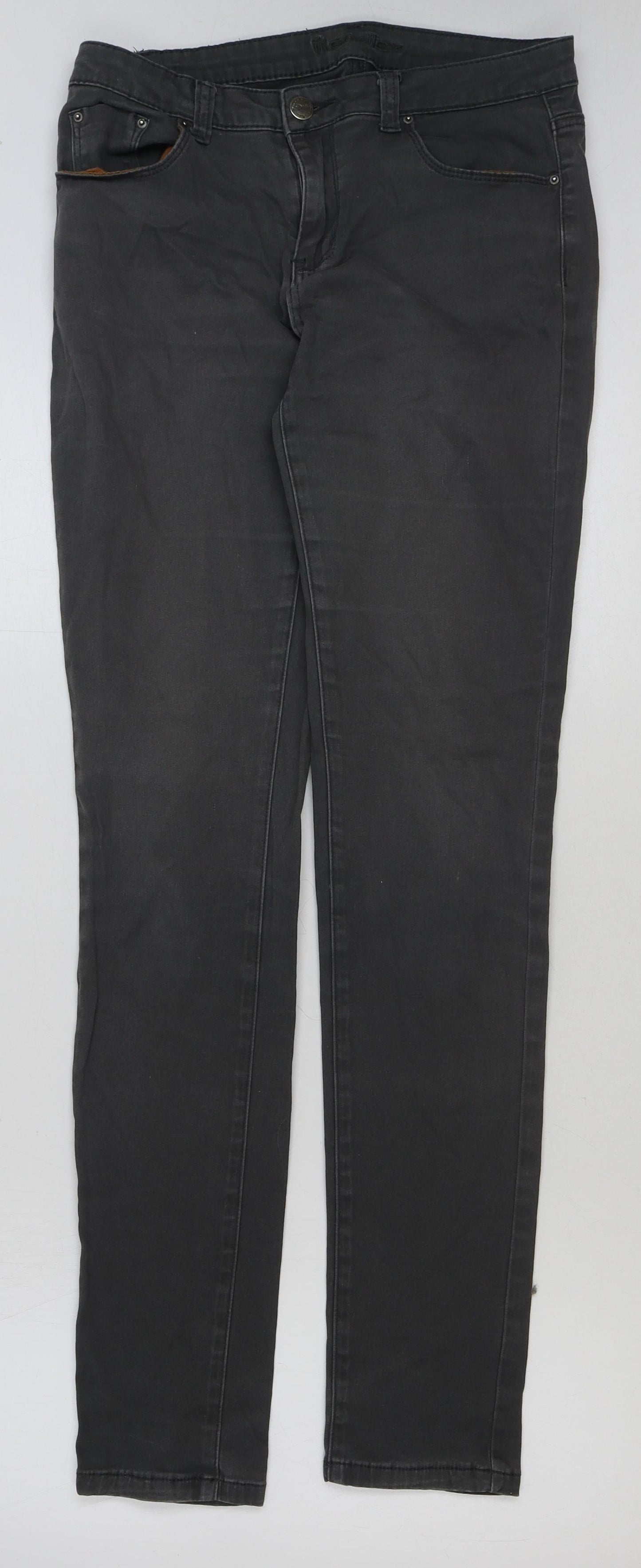 Friendex Mens Grey Cotton Skinny Jeans Size 30 in L31 in Regular Button