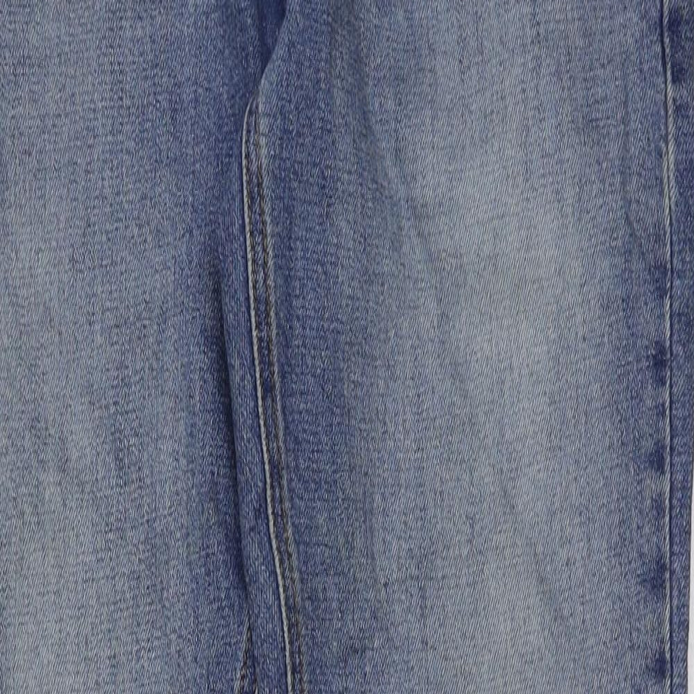 Marks and Spencer Mens Blue Cotton Skinny Jeans Size 30 in L32 in Regular Button