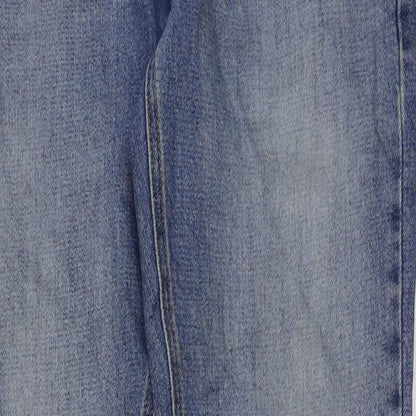 Marks and Spencer Mens Blue Cotton Skinny Jeans Size 30 in L32 in Regular Button