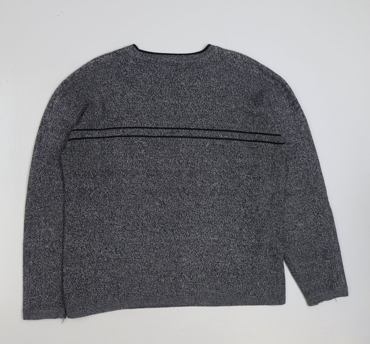 Zantos Mens Grey Round Neck Acrylic Pullover Jumper Size M