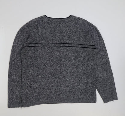 Zantos Mens Grey Round Neck Acrylic Pullover Jumper Size M