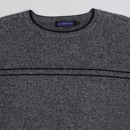 Zantos Mens Grey Round Neck Acrylic Pullover Jumper Size M