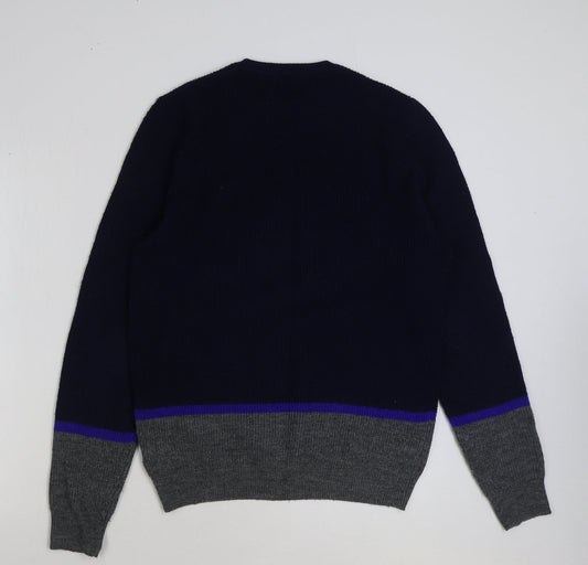 Marks and Spencer Mens Multicoloured Round Neck Polyester Pullover Jumper Size M