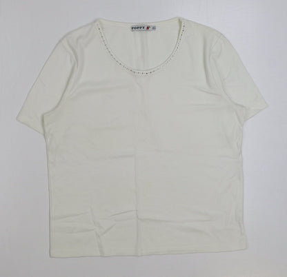 Womens UK Size 14 Poppy White Basic T-Shirt