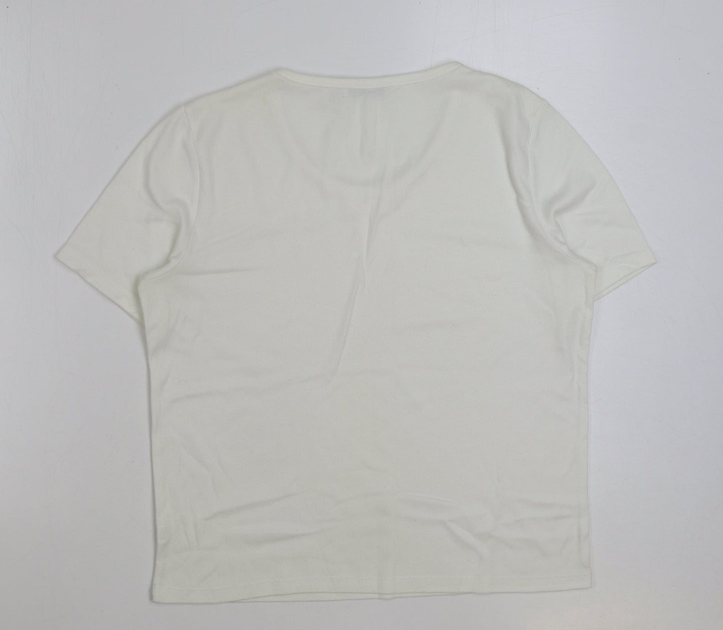 Womens UK Size 14 Poppy White Basic T-Shirt