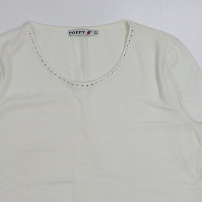 Womens UK Size 14 Poppy White Basic T-Shirt
