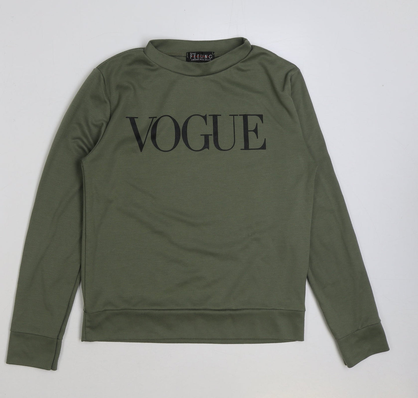 Feeling Womens Green Polyester Pullover Sweatshirt Size M Pullover - Vogue