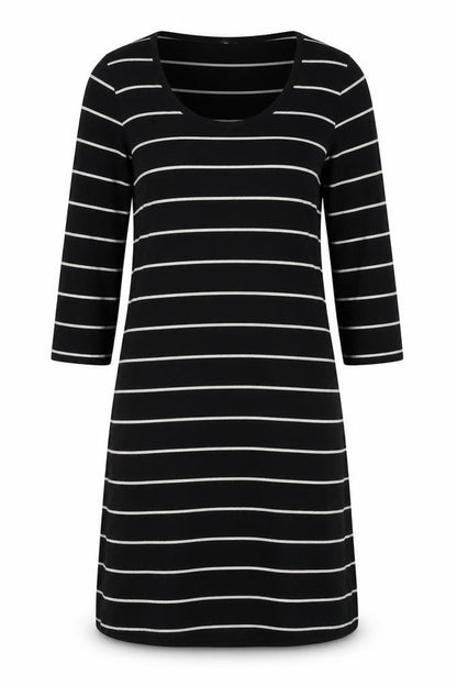 H&M Womens Black Striped Polyester A-Line Size XS Scoop Neck Pullover