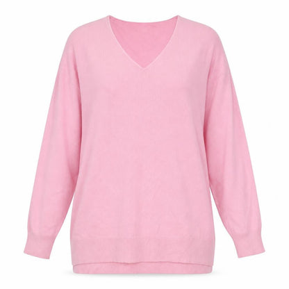 Grecelle Womens Pink V-Neck Acrylic Pullover Jumper Size S