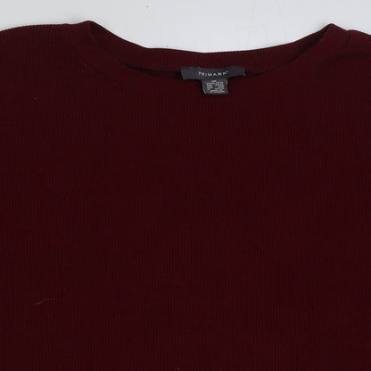 Primark Womens Red Polyester Basic T-Shirt Size M Round Neck - Ribbed