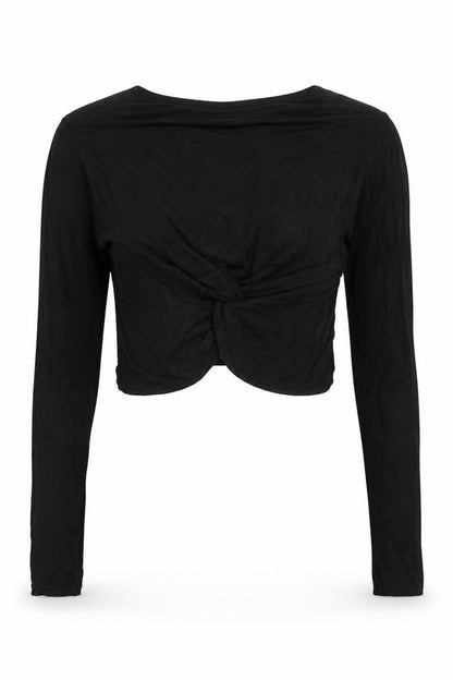 Womens UK Size 10 PRETTYLITTLETHING Black Cropped T-Shirt