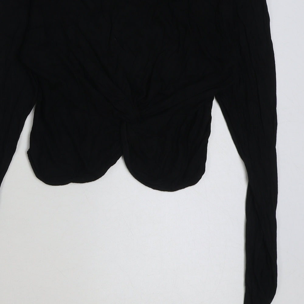 Womens UK Size 10 PRETTYLITTLETHING Black Cropped T-Shirt