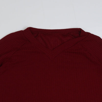 SheIn Womens Red V-Neck Polyester Pullover Jumper Size XL