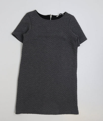 Blonde + Blonde Womens Grey Polyester A-Line Size 6 Round Neck Zip