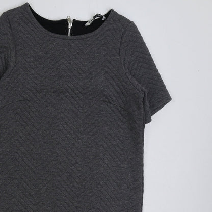 Blonde + Blonde Womens Grey Polyester A-Line Size 6 Round Neck Zip