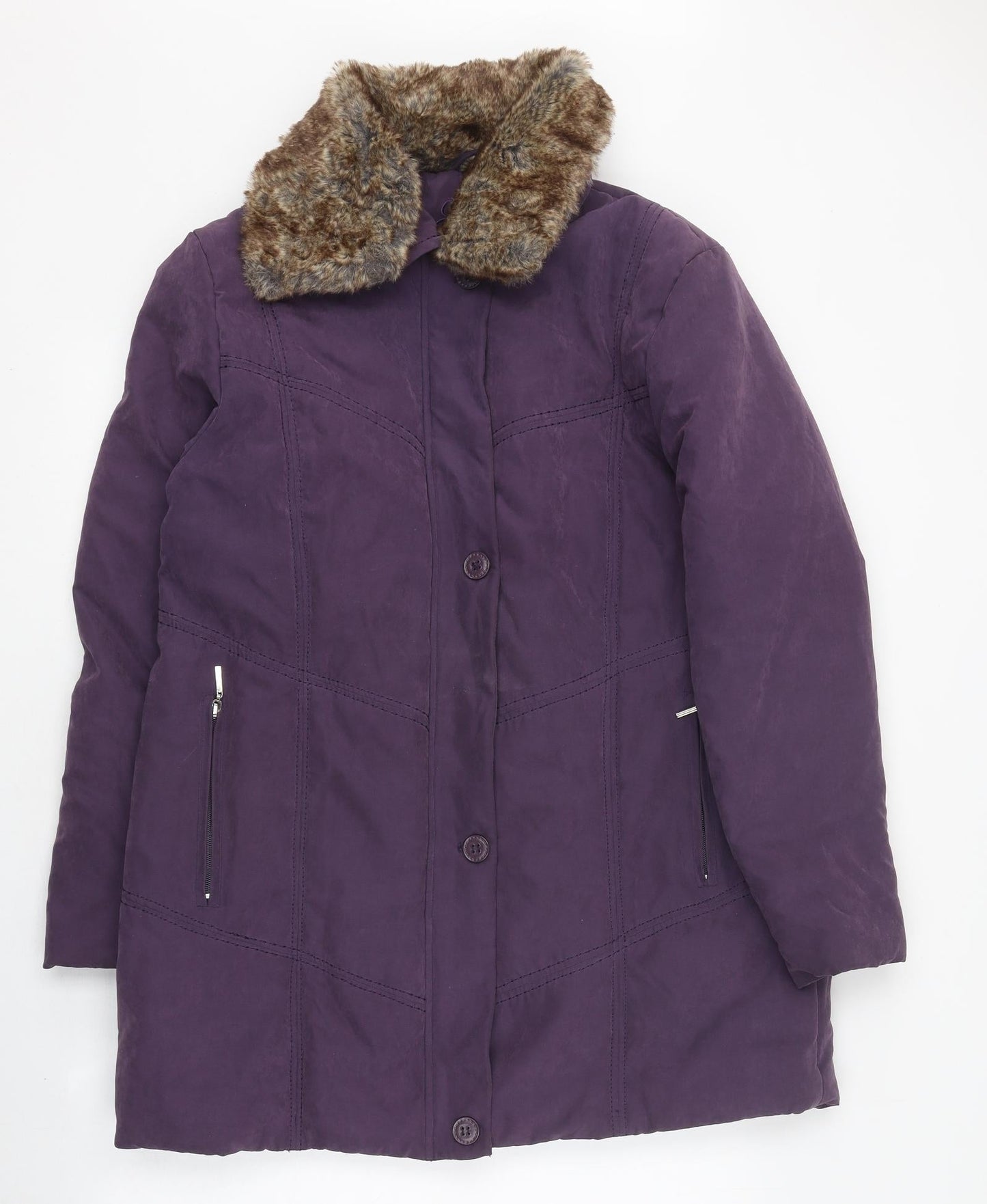 Eliza Grey Womens Purple Pea Coat Coat Size 14 Zip