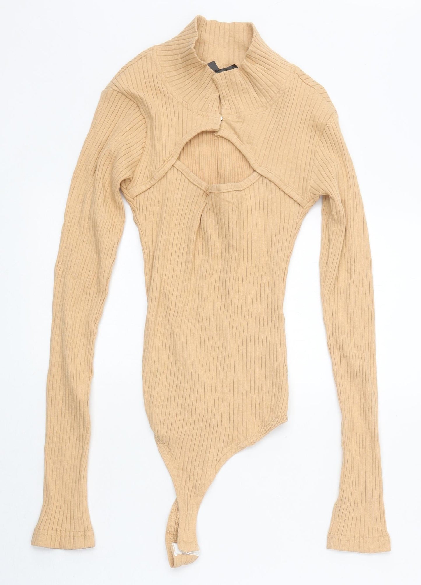 Womens UK Size 10 Missguided Beige Basic T-Shirt