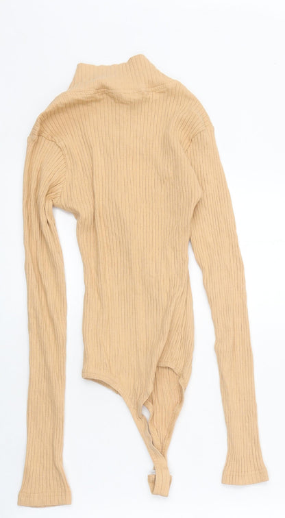 Womens UK Size 10 Missguided Beige Basic T-Shirt