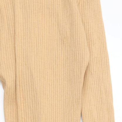 Womens UK Size 10 Missguided Beige Basic T-Shirt