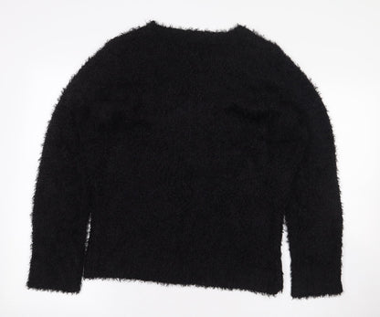 David Emmanuel Womens Black Polyester Pullover Sweatshirt Size M Pullover - Flowers